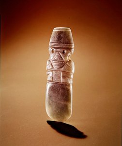 Celt with Crouching Figure from Guacimo, Linea Vieja Area by Pre Columbian Pre Columbian